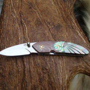 MOKUME WITH ABALONE AND BLACK LIP FLUTED MOTHER OF PEARL HANDLE