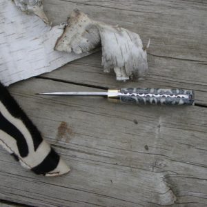 ZEBRA FOSSIL CORAL HANDLE ZEBRA DAMASCUS BLADE FILE WORKED