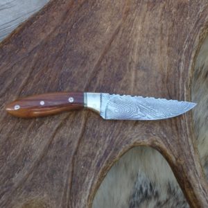 GIRAFFE BONE HANDLE DAMASCUS HUNTER FILE WORKED