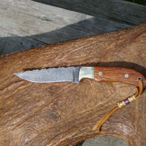 ORANGE GIRAFFE BONE HANDLE ZEBRA PATTERN DAMASCUS BLADE