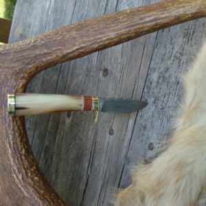 OX HORN WITH AMBOYNA WOOD HANDLE BIRD TROUT KNIFE