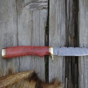 AFRICAN PINK IVORY BURL HANDLE DAMSCUS BLADE HUNTING KNIFE FILE WORKED BLADE