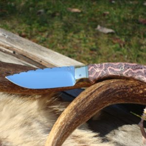 PINK FOSSIL CORAL HANDLE WITH S30V STAINLESS STEEL BLADE DROP POINT HUNTER FOR THE LADIES