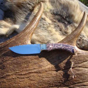 PINK FOSSIL CORAL HANDLE WITH S30V STAINLESS STEEL BLADE DROP POINT HUNTER FOR THE LADIES