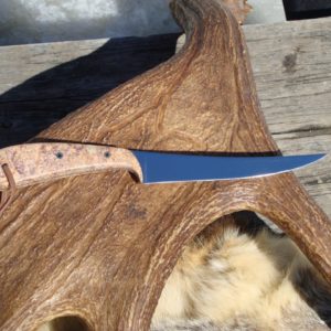 BOXELDER BURL WOOD HANDLE FILLET KNIFE WITH 8A STEEL BLADE