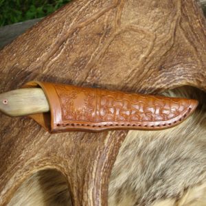 MERINO RAM HORN HANDLE DAMASCUS BLADE HUNTER WITH FILE WORK