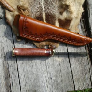 RED MALLE WITH FLAME BOXELDER CLIP POINT KNIFE