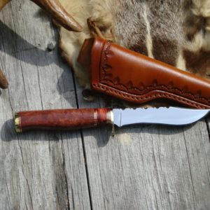 RED MALLE WITH FLAME BOXELDER CLIP POINT KNIFE
