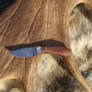 RED MALLE TIGER STRIPE DAMASCUS BLADE SMALL HUNTER FILE WORKED