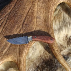 RED MALLE TIGER STRIPE DAMASCUS BLADE SMALL HUNTER FILE WORKED