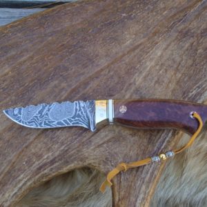 RED MALLE WITH PREBAN ELEPHANT IVORY HANDLE, FINGER PRINT DAMASCUS BLADE