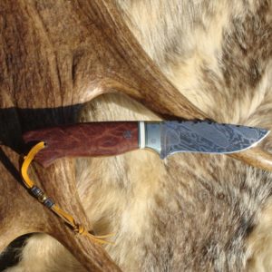 RED MALLE WITH PREBAN ELEPHANT IVORY HANDLE, FINGER PRINT DAMASCUS BLADE