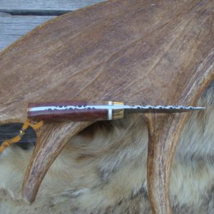 RED MALLE WITH PREBAN ELEPHANT IVORY HANDLE, FINGER PRINT DAMASCUS BLADE