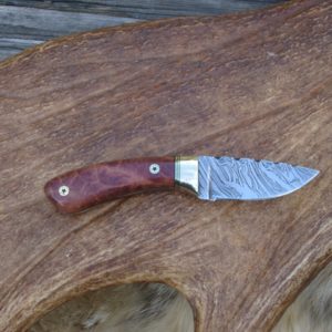 RED MALLE TIGER STRIPE DAMASCUS BLADE SMALL HUNTER FILE WORKED