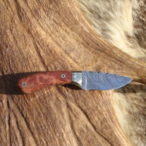 RED MALLE TIGER STRIPE DAMASCUS BLADE SMALL HUNTER FILE WORKED