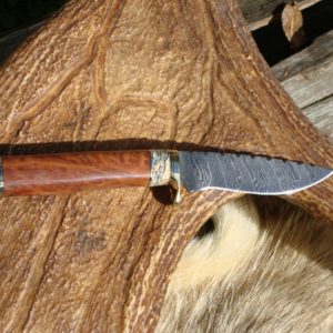 AUSTALIAN RED MALLE WITH MAMMOTH TOOTH HANDLE DAMASCUS BLADE FILE WORKED HUNTER