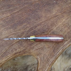 RED MALLE TIGER STRIPE DAMASCUS BLADE SMALL HUNTER FILE WORKED