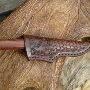 AUSTALIAN RED MALLE WITH MAMMOTH TOOTH HANDLE DAMASCUS BLADE FILE WORKED HUNTER
