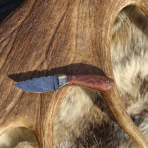 RED MALLE TIGER STRIPE DAMASCUS BLADE SMALL HUNTER FILE WORKED
