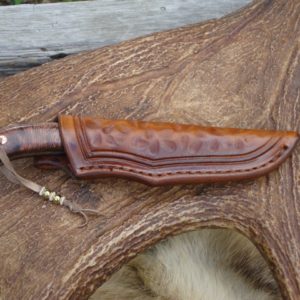 HONDURAN ROSEWOOD HANDLE DAMASCUS BLADE BIRD TROUT KNIFE FILE WORKED BLADE