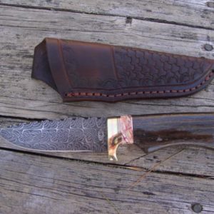 Russian Bog Oak and Mammoth tooth spacers Mosiac Damascus blade with file work