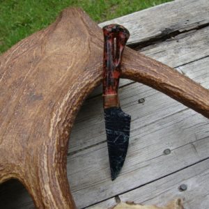 FLINTNAPPED MEXICAN OBSIDIAN BLADE SEAWEED HANDLE KNIFE