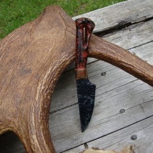 FLINTNAPPED MEXICAN OBSIDIAN BLADE SEAWEED HANDLE KNIFE