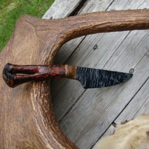 FLINTNAPPED MEXICAN OBSIDIAN BLADE SEAWEED HANDLE KNIFE