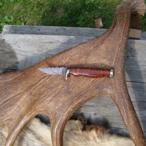 SNAKE WOOD ZEBRA PATTERN DAMASCUS BLADE BIRD TROUT KNIFE