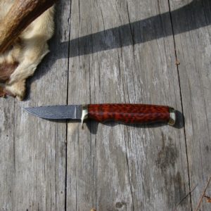 SNAKE WOOD ZEBRA PATTERN DAMASCUS BLADE BIRD TROUT KNIFE