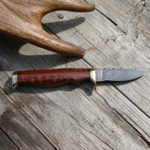 SNAKE WOOD ZEBRA PATTERN DAMASCUS BLADE BIRD TROUT KNIFE