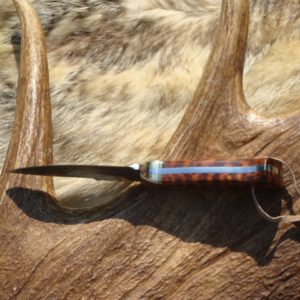 SNAKEWOOD HANDLE TIGER STRIPE DAMASCUS BLADE CUSTOM KNIFE