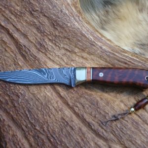 SNAKEWOOD WITH GIRAFFE BONE HANDLE DAMASCUS BLADE BIRD TROUT HUNTER