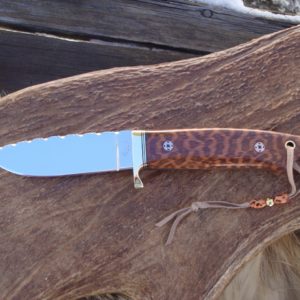 LOVELESS STYLE DROP POINT TAPERED TANG SNAKEWOOD HANDLE CUSTOM KNIFE WITH FILE WORK FROM END TO END