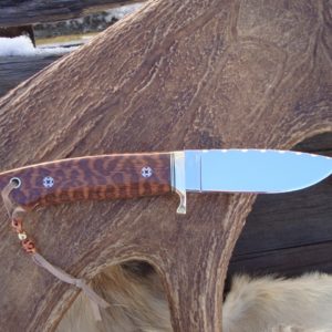 LOVELESS STYLE DROP POINT TAPERED TANG SNAKEWOOD HANDLE CUSTOM KNIFE WITH FILE WORK FROM END TO END