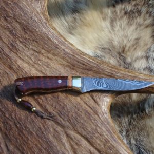 SNAKEWOOD WITH GIRAFFE BONE HANDLE DAMASCUS BLADE BIRD TROUT HUNTER