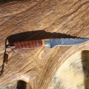 SNAKEWOOD WITH GIRAFFE BONE HANDLE DAMASCUS BLADE BIRD TROUT HUNTER