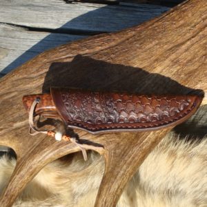 SNAKEWOOD HANDLE TIGER STRIPE DAMASCUS BLADE CUSTOM KNIFE