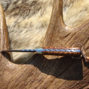 SNAKEWOOD HANDLE TIGER STRIPE DAMASCUS BLADE CUSTOM KNIFE