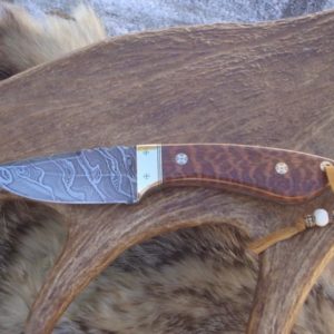 SNAKEWOOD HANDLE TIGER STRIPE DAMASCUS BLADE CUSTOM HUNTING KNIFE