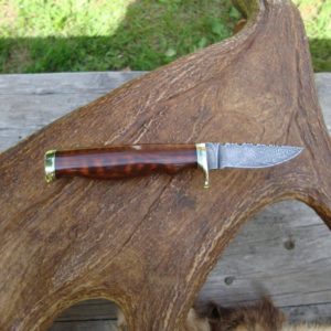 SNAKE WOOD ZEBRA PATTERN DAMASCUS BLADE BIRD TROUT KNIFE