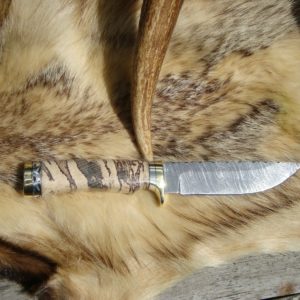 SPALTED HACKBERRY HANDLE TIGER STRIPE DAMASCUS BLADE FILE WORKED BLADE AND SPACER