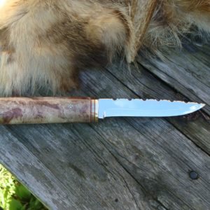 SPALTED MAPLE HANDLE SCANDI GRIND SANDVIK HUNTER WITH FILE WORK