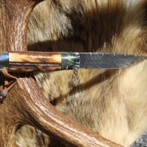 INDIA STAG HANDLE MAPLE BURL SPACERS ALUMINUM POMMEL TIGER STRIPE DAMASCUS BLADE FILE WORKED