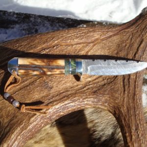INDIA STAG HANDLE MAPLE BURL SPACERS ALUMINUM POMMEL TIGER STRIPE DAMASCUS BLADE FILE WORKED
