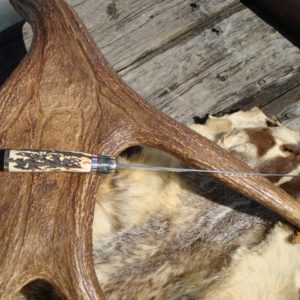 INDIA STAG WITH MAPLE BURL WOOD HANDLE LARGE FILLET KNIFE