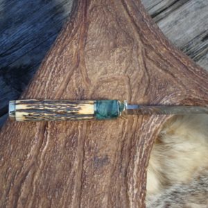 INDIA STAG WITH MAPLE BURL WOOD HANDLE DAMASCUS BLADE HUNTER WITH FILE WORK