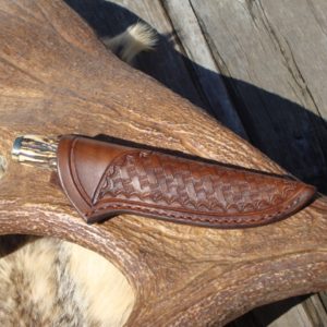 INDIA STAG WITH MAPLE BURL WOOD HANDLE DAMASCUS BLADE HUNTER WITH FILE WORK