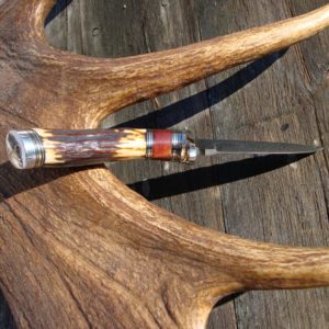 INDIA STAG WITH BLOODWOOD HANDLE DAMASCUS BLADE KNIFE