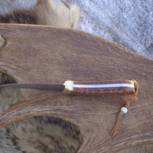 SNAKEWOOD HANDLE TIGER STRIPE DAMASCUS BLADE CUSTOM HUNTING KNIFE